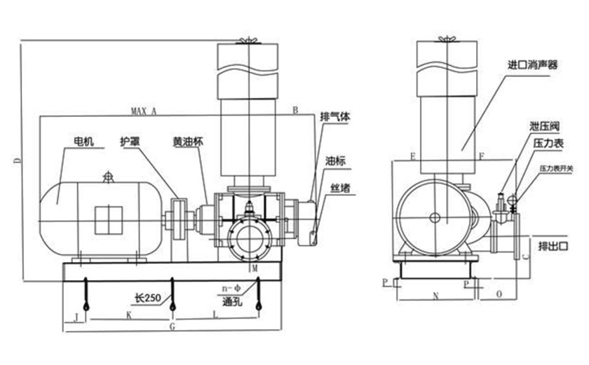 FSR普通羅茨鼓風機結構圖（直聯(lián)傳動）